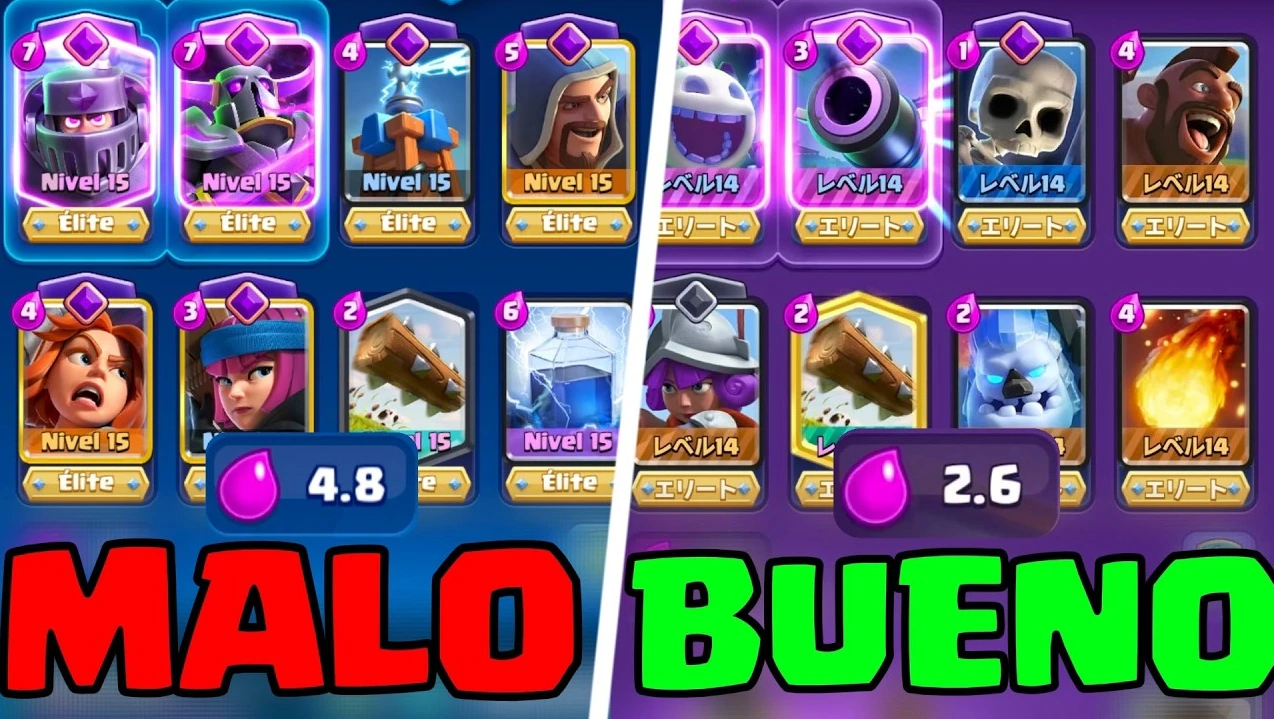 Mazos malo y bueno en Clash Royale